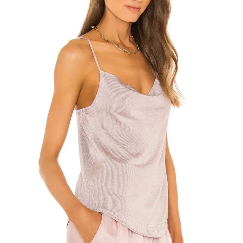 Cinq a Sept Marta Sleeveless Knit Cami Top Rose Clay Cowlneck Size Small